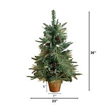 3-ft Snowed Christmas Tree with 36 Lights by Nearly Natural