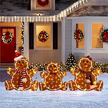 3-Piece Lighted Gingerbread Family Outdoor Decor