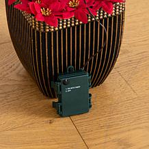 31-in Pre-Lit Poinsettia Triple Ball Topiary by Nearly Natural