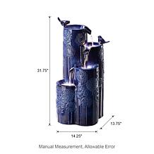 31.75"H 4-Tier Cobalt Blue Dandelion Ceramic Outdoor Floor Fountain