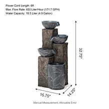 32.75"H Natural Textured 4-Tier Polyresin Fountain w/Pump & LED Light