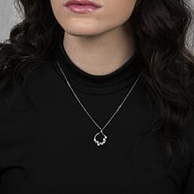 3.5-4mm Cultured Pearl and Created White Sapphire Cluster Necklace