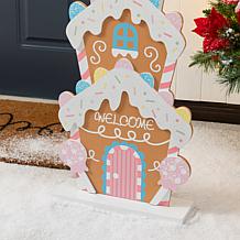 35.25"H Wooden Gingerbread House Porch Decor