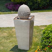35.75"H Oversized Artichoke Pedestal Outdoor Fountain Pump, LED Light