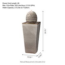 35.75"H Oversized Artichoke Pedestal Outdoor Fountain Pump, LED Light