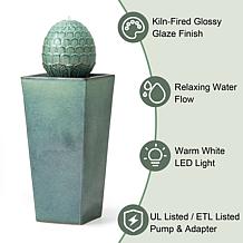 35.75"H Oversized Turquoise Artichoke Pedestal Outdoor Ceramic Foun...