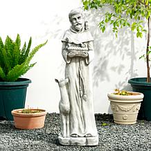 36.25"H MGO St. Francis Garden Statue Feeds Animals