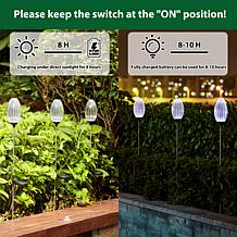 36"H Set of 3 Solar Powered Stake Oval Light with Stainless Steel Pole