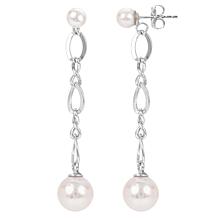 Figure Eight Dangle Earrings with Cultured Freshwater Pearl Drop Figure Eight Dangle Earrings with Cultured Freshwater Pearl Drop