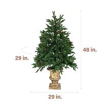 4' Noble Fir Artificial Tree Metallic Urn Base MultiColored LED Lights