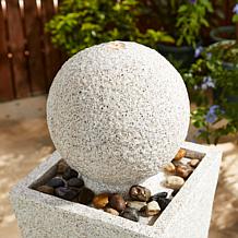 40.25"H Modern Faux Terrazzo Geometric Pedestal Sphere Fountain