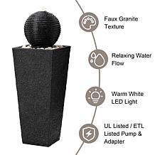 40.25"H Oversized Modern Geometric Pedestal and Sphere Floor Fountain