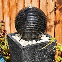 40.25"H Oversized Modern Geometric Pedestal and Sphere Floor Fountain