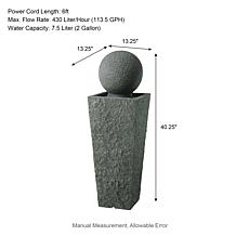 40.25"H Pedestal and Sphere Polyresin Outdoor Fountain Pebbles Pump