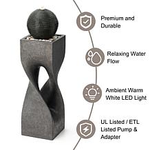 40.5"H Oversized Modern Geometric Pedestal and Sphere Floor Fountain