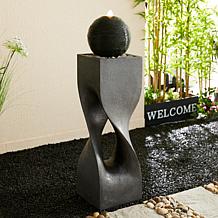 40.5"H Oversized Modern Geometric Pedestal and Sphere Floor Fountain