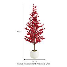 41" Christmas Berry Porch Tree with White Pot