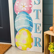 42" Lighted Wooden Stacked Easter Porch Sign