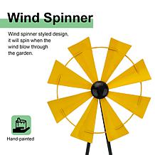 44"H Metal Yellow Wind Spinner Yardstake