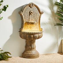 49.25"H Oversized Faux Granite Sculptural Pedestal Polyresin Fountain