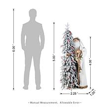 4ft Woodland Santa with 5ft Lighted Flocked Christmas Tree