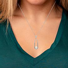 5-5.5mm Cultured Pearl and White Topaz U-Shaped Drop Necklace