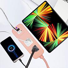 5-Foot Extendable Power Cord with Dual USB + Surge Protector