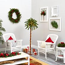 5 ft. Christmas Palm Artificial Tree with 150 Warm White LED Lights