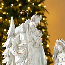 5-piece Resin Holy Family with Christmas Trees