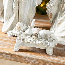 5-piece Resin Holy Family with Christmas Trees