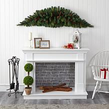 6' Artificial Christmas Swag with 50 LED Lights, Berries and Pine C...