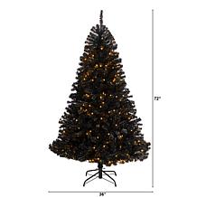 6’ Black  Christmas Tree with 400 LED Lights and 1036 Tips 