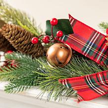 6' Christmas Bell, Pinecone & Berry Bow Garland