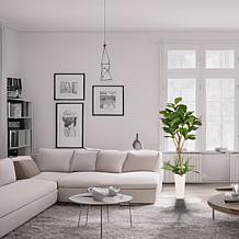 6 ft. Artificial Fiddle Leaf Ficus Tree with White Decorative Pot