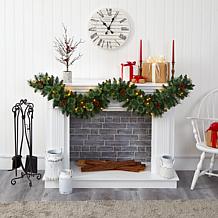 6 ft. White Mountain Pine Artificial Garland with 35 White Warm LED...