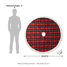 60" Oversized Red and Black Plaid Reversible Sherpa/Flannel Tree Skirt
