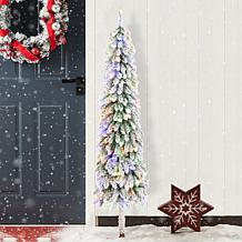 6ft Artificial Snowy Downswept Christmas Flocked Tree