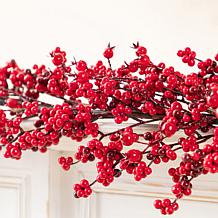 6ft Christmas Red Berries Garland with Realistic Berries