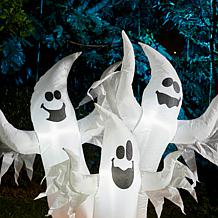 6ft Lighted 3 Ghosts In Jack-O-Lantern Pumpkin with Scream Inflatab...