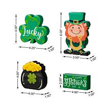 6"H St Patrick's Epoxy Wooden Leprechaun Table Decor - Set of 4