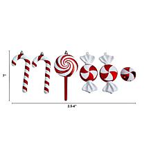 7” Assorted Candy Cane Deluxe Shatterproof Ornament - Set of 6