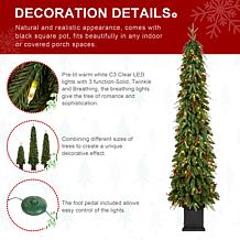 7' Pre-lit Green Artificial Christmas Porch Tree w/ Warm White Lights