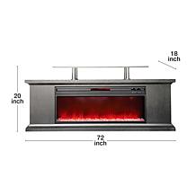 72 Inch Media Fireplace with Faux Glass Beads in Black