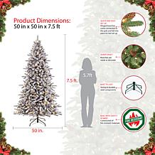7.5' Flocked Artificial Birmingham Fir/400 Clear Lights Christmas Tree