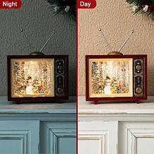 7.5" L Lighted TV with Snowman Water Globe