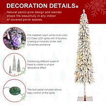 7.5ft Artificial Snowy Downswept Christmas Flocked Tree with Lights