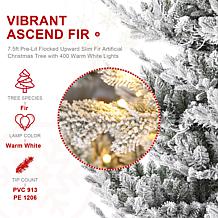 7.5ft Pre-Lit Flocked Upward Slim Fir Christmas Tree