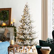 7.5ft Pre-Lit Flocked Upward Slim Fir Christmas Tree