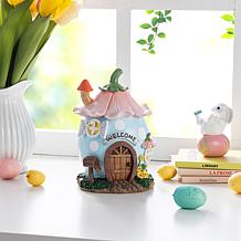 8" Lighted Easter Resin Egg House Table Decor