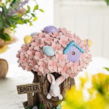 8" Lighted Easter Resin Table Decor with Pink Blossoms